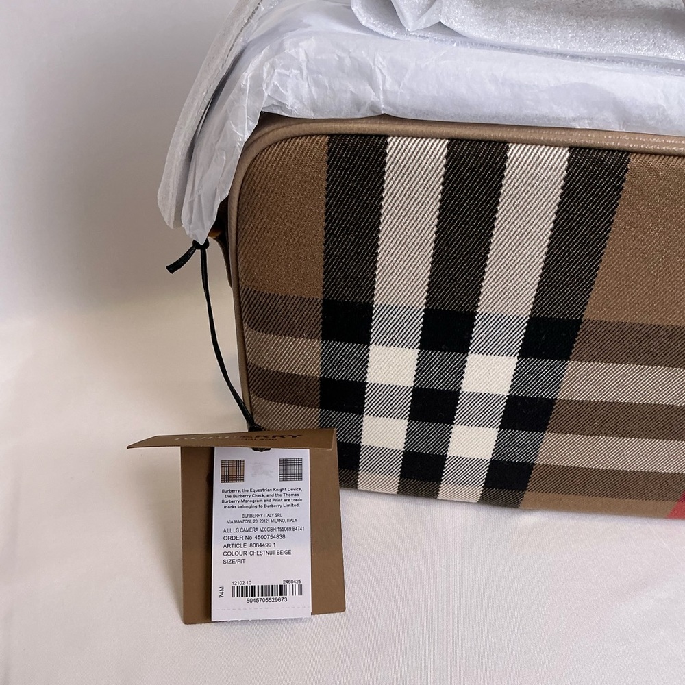 Burberry Chestnut Beige Plaid Crossbody Camera Bag NEW - Picture 7 of 16